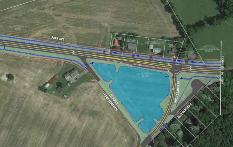 The Park Avenue-Cedar Lane intersection will be removed, but access to one property near the intersection will be retained. A stormwater management pond will be constructed at the location as well. DELDOT GRAPHIC